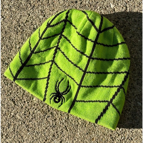SPYDER spiderweb beanie lime green skull cap Fall 2014 - Picture 1 of 5